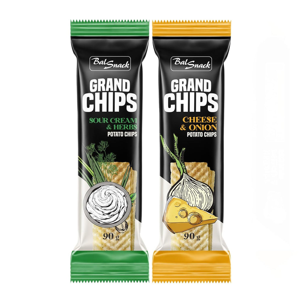 GRAND CHIPS  Sour Cream and Herbs + Cheese and Onion Combo (90+90 gm)