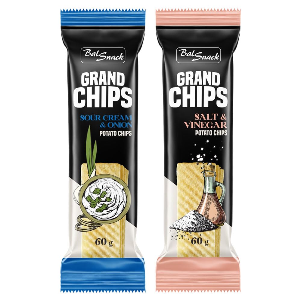 GRAND CHIPS Sour Cream and Onion + Salt and Vinegar Combo (60+60 gm)