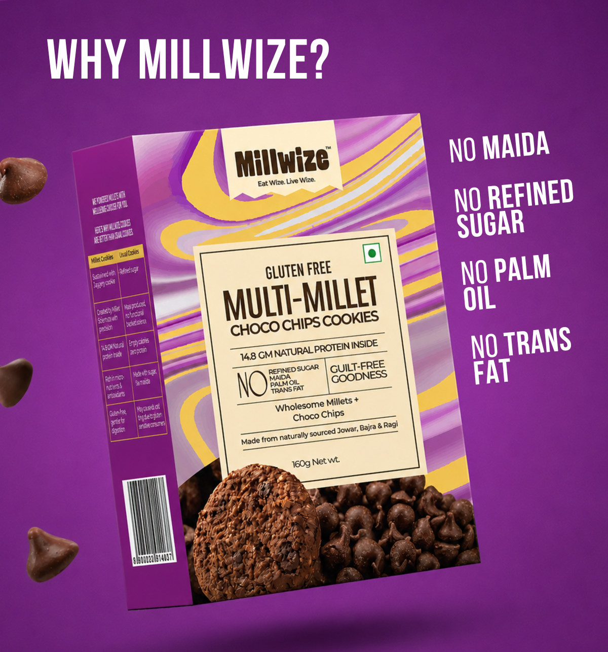 Multi Millet Gluten-Free Choco Chips Cookies - Healthy Snack