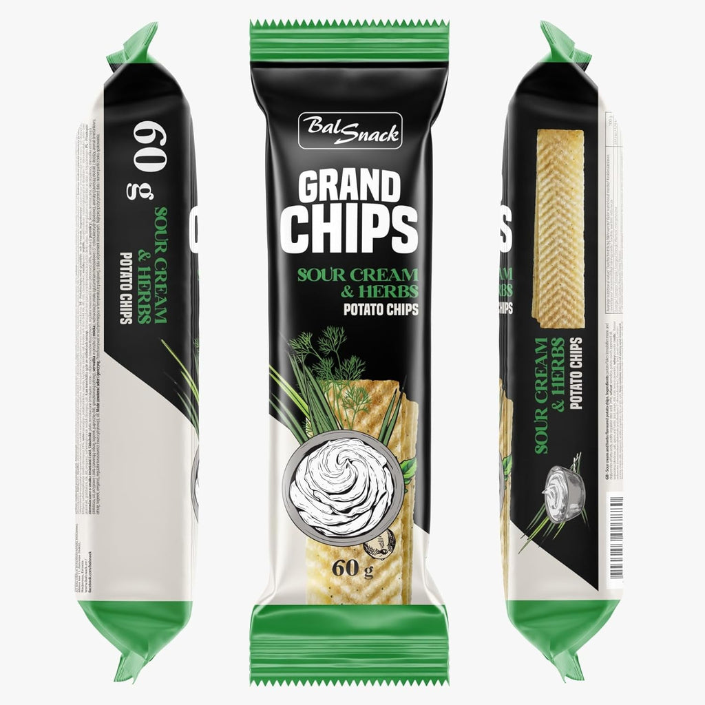 GRAND CHIPS Sour Cream and Herbs  + Jalapeno and Red Chillies Combo (60+60 gm)