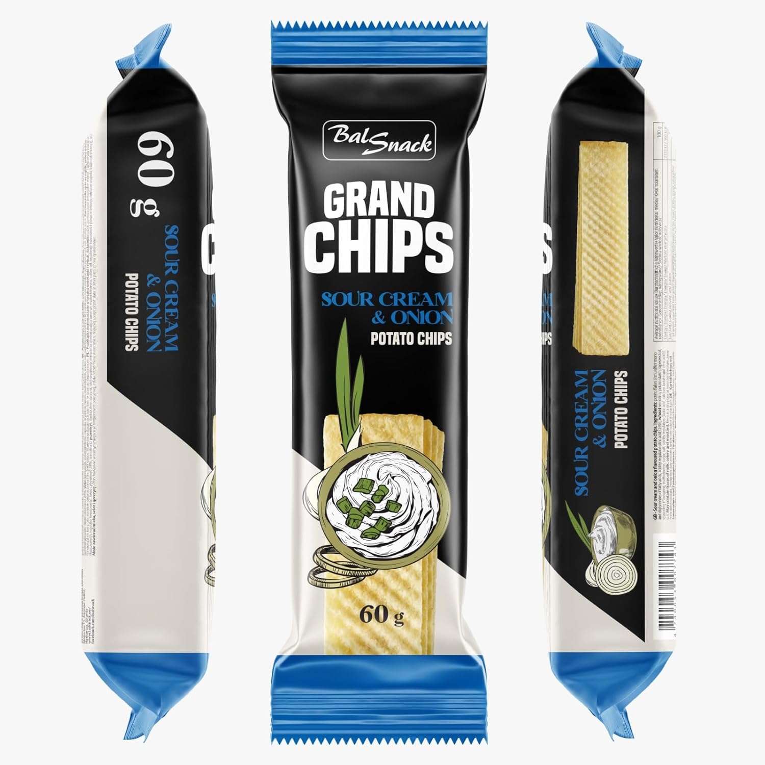 GRAND CHIPS Sour Cream and Onion + Salt and Vinegar Combo (60+60 gm)