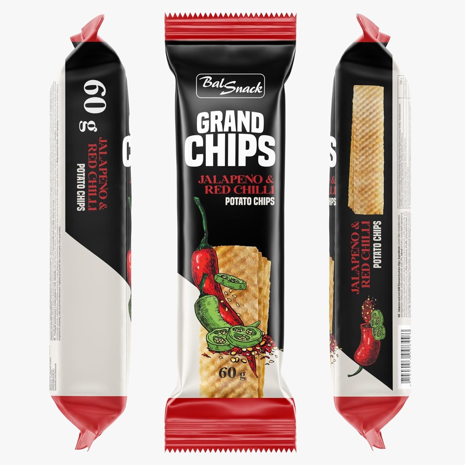 GRAND CHIPS Jalapeno and Red Chillies  + Salt and Vinegar Combo (60+60 gm)