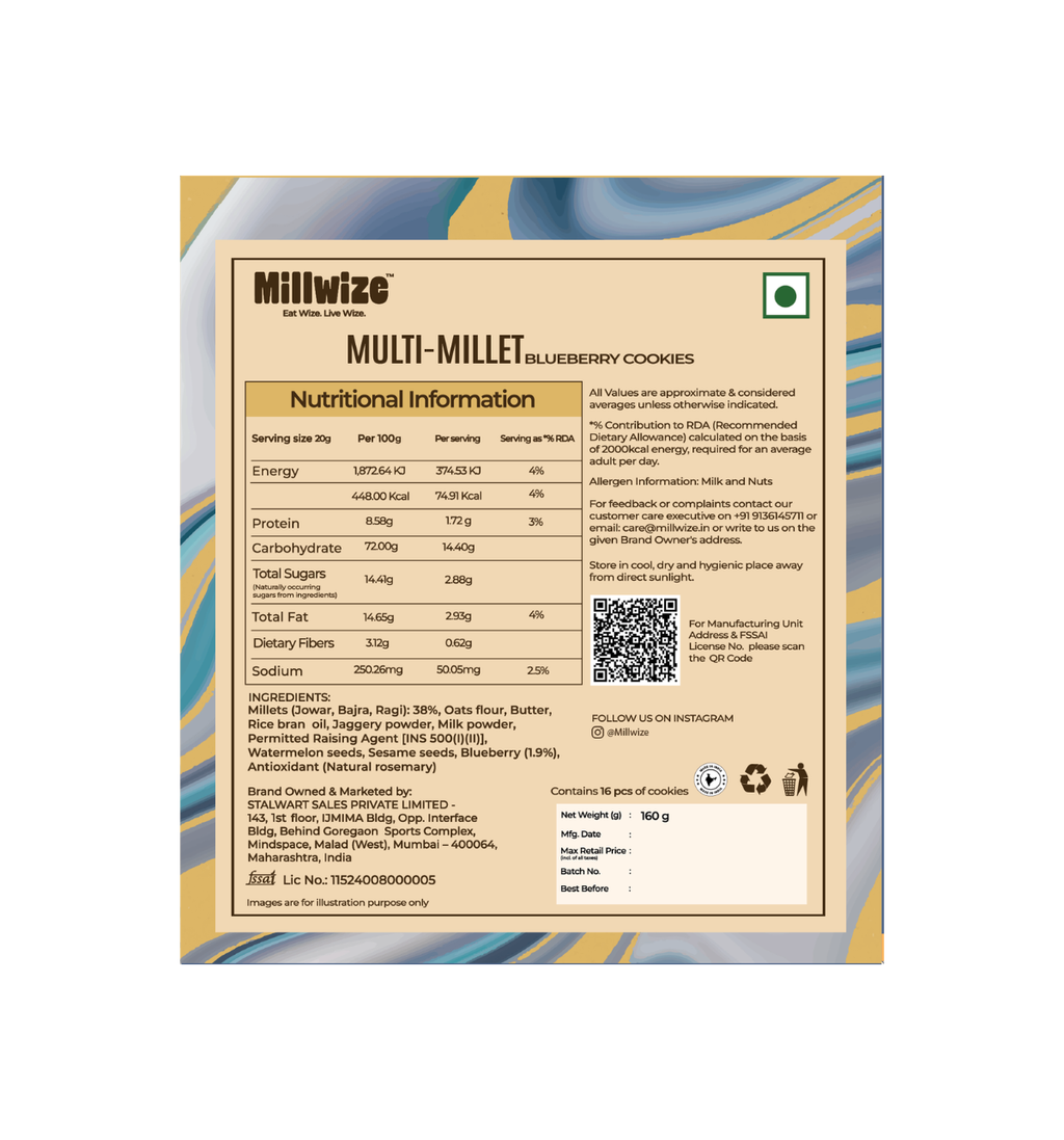 Multi Millet Gluten-Free Blueberry Cookies - Healthy Snack