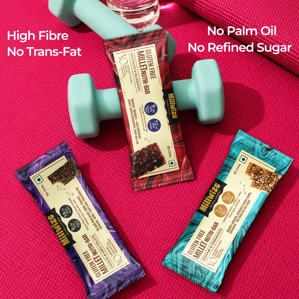 Millet Nutri-Bar - Blueberry & Beetroot | Choco & Dryfruits | Sesame & Cinnamon