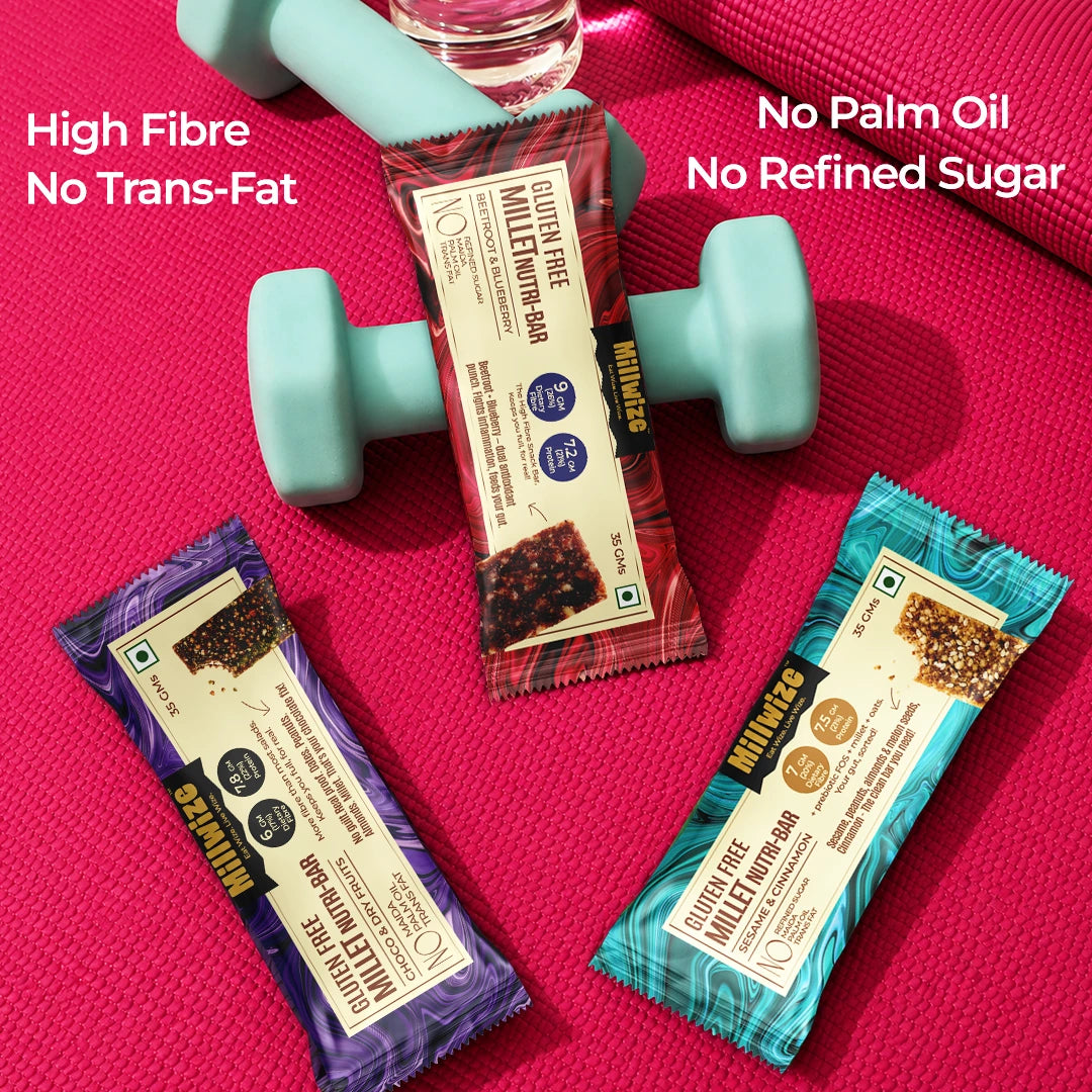 Millet Nutri-Bar - Blueberry & Beetroot | Choco & Dryfruits | Sesame & Cinnamon