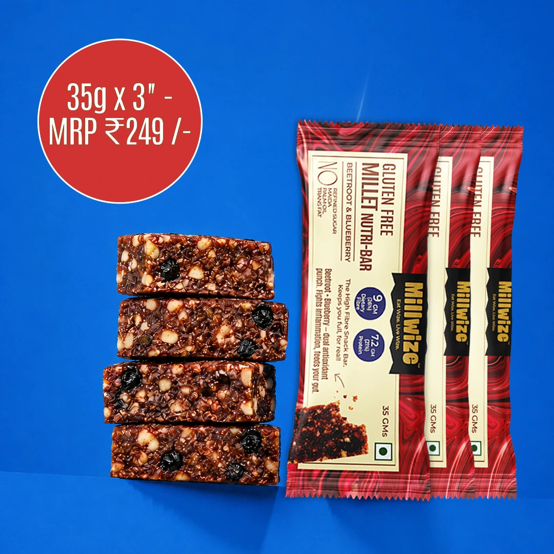 Four milky gluten free nut bar energy sticks are shown next to their retail packaging on a solid blue background, with a red circular price badge overlay in the top left corner.