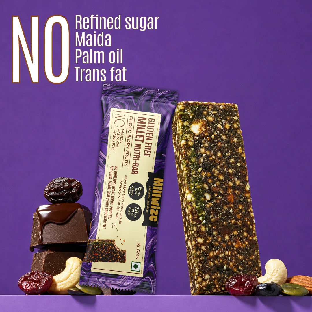 Millet Nutri-Bar - Blueberry & Beetroot | Choco & Dryfruits | Sesame & Cinnamon